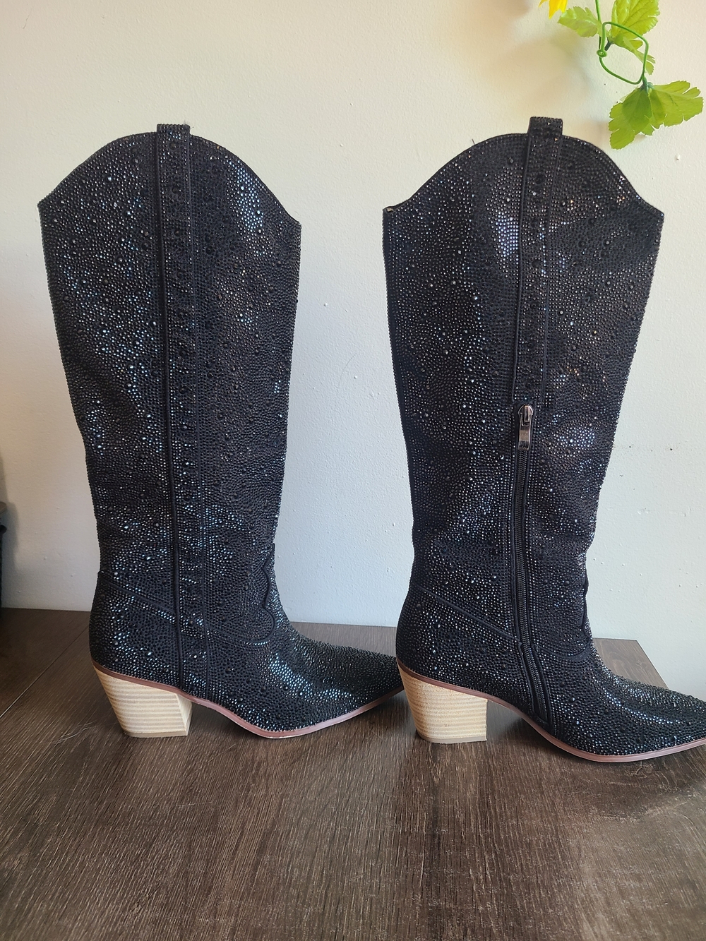 New sz 9 Women Cowboy Boots Cowgirl Rhinestone Mid Calf Western Boots Sparkly Gl